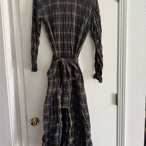 Gravel & Gold Plaid Maxi Dress with Belt